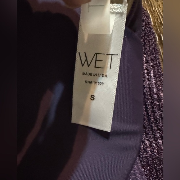 WET  Swimwear Slinky Glitter Halter Swim Top in Eggplant color Size Small NWT - Picture 4 of 8